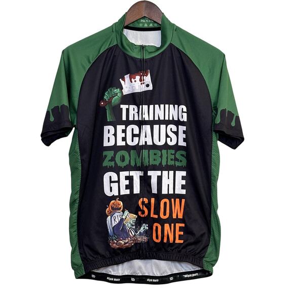 BICYCLE BOOTH Short Sleeve Zip Zombie Cycling Jersey Size XL Athletic Activewear - Picture 1 of 12